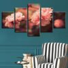 Beautiful Pink Flower 3 - Nature 5 Panel Canvas Art Wall Decor
