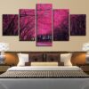 Beautiful Pink Tree 01 - Nature 5 Panel Canvas Art Wall Decor
