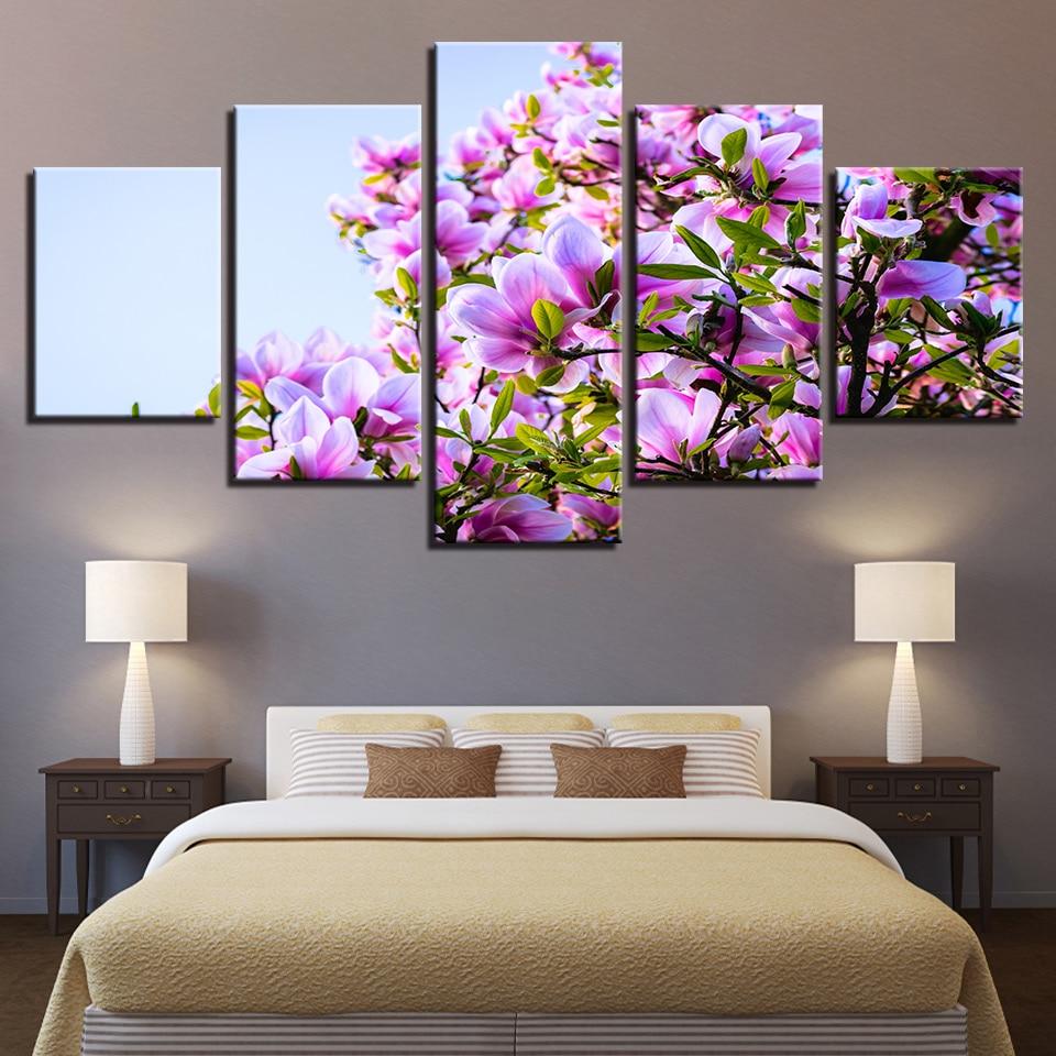 Beautiful Purple Flowers 1 - Nature 5 Panel Canvas Art Wall Decor Beautiful Purple Flowers 1 - Nature 5 Panel Canvas Art Wall Decor