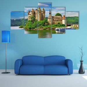 Beautiful Romantic Castles Of France - Nature 5 Panel Canvas Art Wall Decor