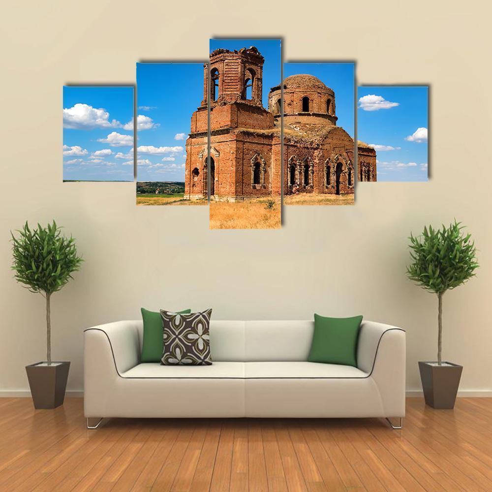 Beautiful Ruined Orhtodox Cathedral - Nature 5 Panel Canvas Art Wall Decor Beautiful Ruined Orhtodox Cathedral - Nature 5 Panel Canvas Art Wall Decor