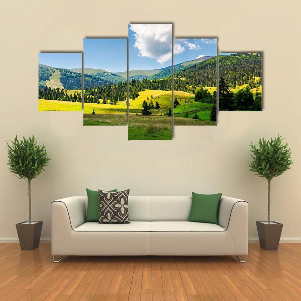 Beautiful Rural Scenery In Mountains - Nature 5 Panel Canvas Art Wall Decor Beautiful Rural Scenery In Mountains - Nature 5 Panel Canvas Art Wall Decor