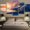 Beautiful Scenery: Ocean Waves - Nature 5 Panel Canvas Art Wall Decor