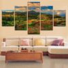 Beautiful Scenery Of A Mountain And A Villa - Nature 5 Panel Canvas Art Wall Decor