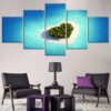 Beautiful Sea Heart Reef Island Tavarua - Nature 5 Panel Canvas Art Wall Decor