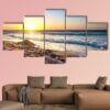Beautiful Seascape During Sundown - Nature 5 Panel Canvas Art Wall Decor