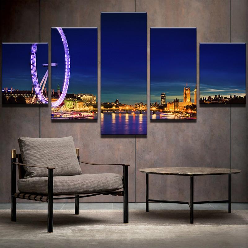 Beautiful Seaside City - Nature 5 Panel Canvas Art Wall Decor Beautiful Seaside City - Nature 5 Panel Canvas Art Wall Decor
