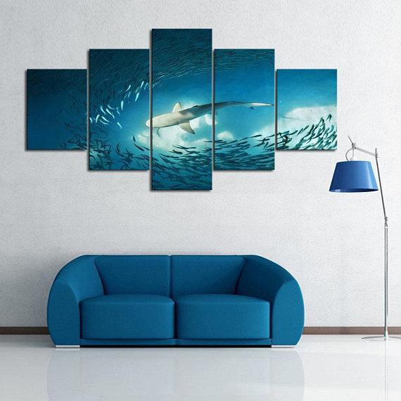 Beautiful Shark - Animal 5 Panel Canvas Art Wall Decor Beautiful Shark - Animal 5 Panel Canvas Art Wall Decor