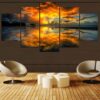 Beautiful Sunrise Moment - Nature 5 Panel Canvas Art Wall Decor