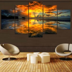 Beautiful Sunrise Moment - Nature 5 Panel Canvas Art Wall Decor