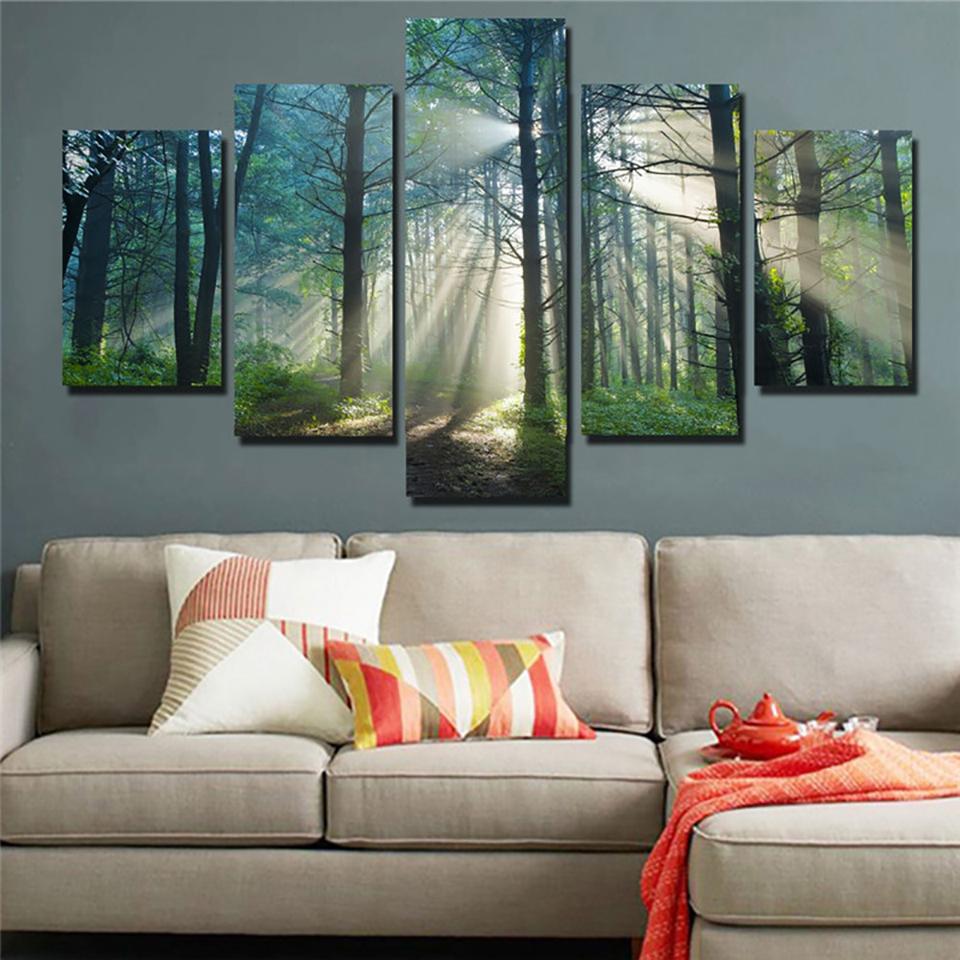 Beautiful Sunrise Natural Landscape 2 - Nature 5 Panel Canvas Art Wall Decor Beautiful Sunrise Natural Landscape 2 - Nature 5 Panel Canvas Art Wall Decor