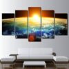Beautiful Sunset On Planet Earth - Space Universe 5 Panel Canvas Art Wall Decor