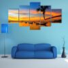 Beautiful Sunset On The Beach - Nature 5 Panel Canvas Art Wall Decor
