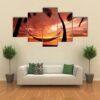 Beautiful Sunset With Palm Trees - Nature 5 Panel Canvas Art Wall Decor