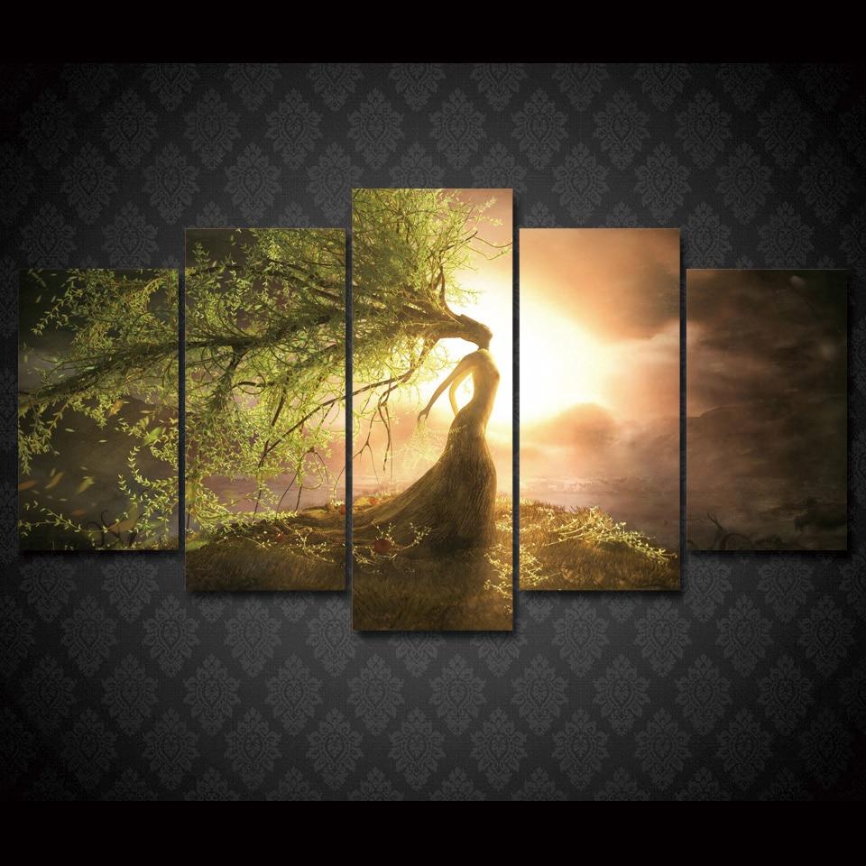 Beautiful Tree Wizard - Nature 5 Panel Canvas Art Wall Decor Beautiful Tree Wizard - Nature 5 Panel Canvas Art Wall Decor