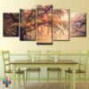 Beautiful Trees Forest - Nature 5 Panel Canvas Art Wall Decor