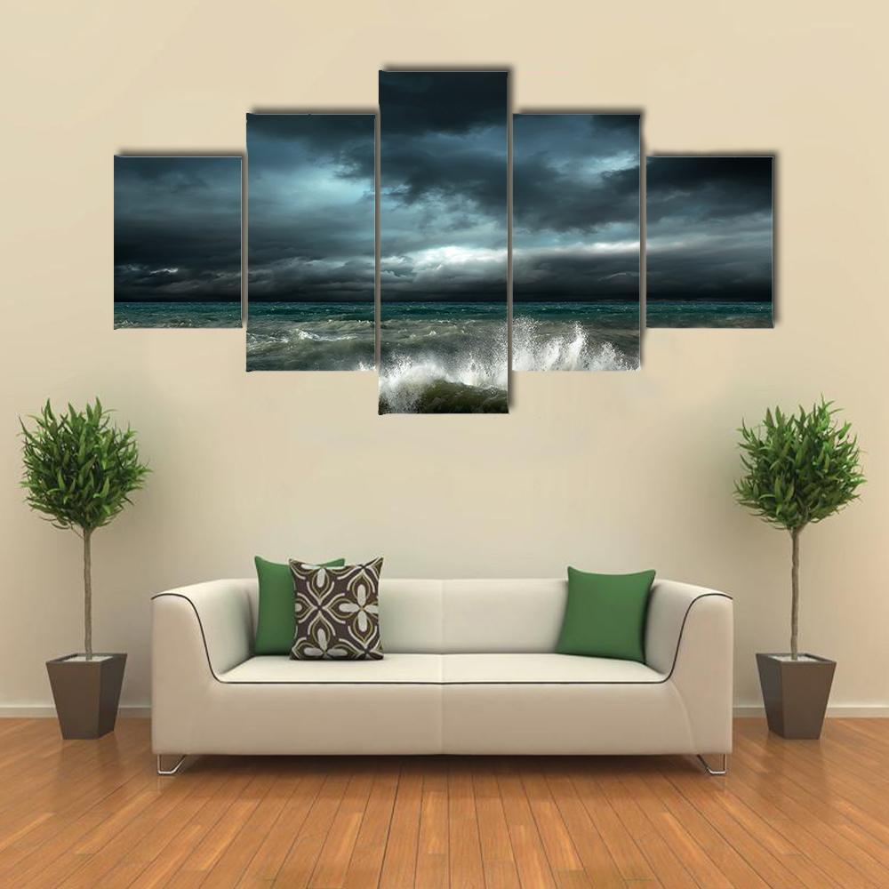 Beautiful View Of Storm Seascape - Nature 5 Panel Canvas Art Wall Decor Beautiful View Of Storm Seascape - Nature 5 Panel Canvas Art Wall Decor