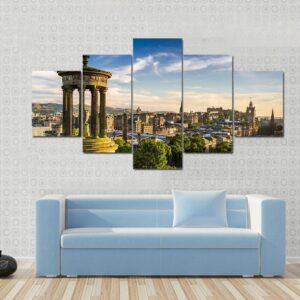 Beautiful View Of The City Of Edinburgh - Nature 5 Panel Canvas Art Wall Decor