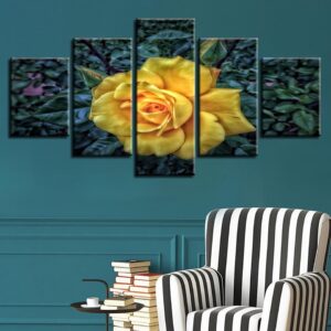 Beautiful Yellower Flower - Nature 5 Panel Canvas Art Wall Decor