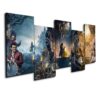 Beauty And The Beast 1 - Movie 5 Panel Canvas Art Wall Decor