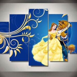 Beauty And The Beast - Cartoon 5 Panel Canvas Art Wall Decor