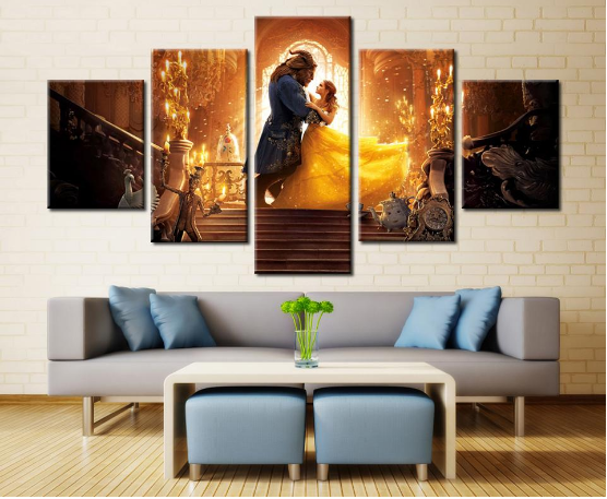 Beauty And The Beast - Movie 5 Panel Canvas Art Wall Decor Beauty And The Beast - Movie 5 Panel Canvas Art Wall Decor