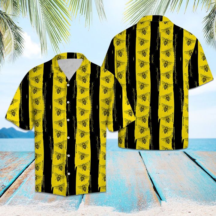 Bee Color Hawaiian Shirt Summer Button Up Bee Color Hawaiian Shirt Summer Button Up