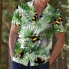 Bee Green Tropical Leaves Hawaiian Shirt Summer Button Up