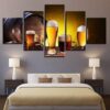 Beer Glasses Malt Stout Oak Barrel Modern Abstract - Wine 5 Panel Canvas Art Wall Decor