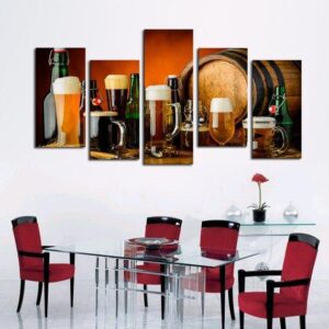 Beer Lovers - Wine 5 Panel Canvas Art Wall Decor