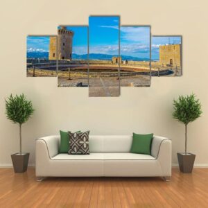 Bellver Castle At Palma De Mallorca - Nature 5 Panel Canvas Art Wall Decor