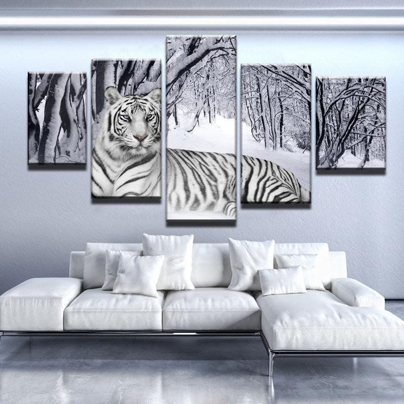 Bengal Tiger - Animal 5 Panel Canvas Art Wall Decor Bengal Tiger - Animal 5 Panel Canvas Art Wall Decor