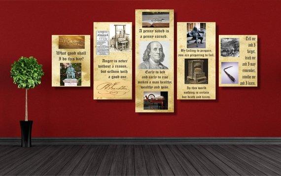 Benjamin Franklin - Famous Person 5 Panel Canvas Art Wall D�Cor Benjamin Franklin - Famous Person 5 Panel Canvas Art Wall D�Cor