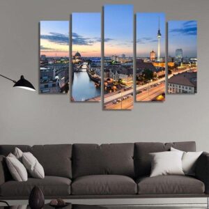 Berlin Skyline 02 - Nature 5 Panel Canvas Art Wall Decor