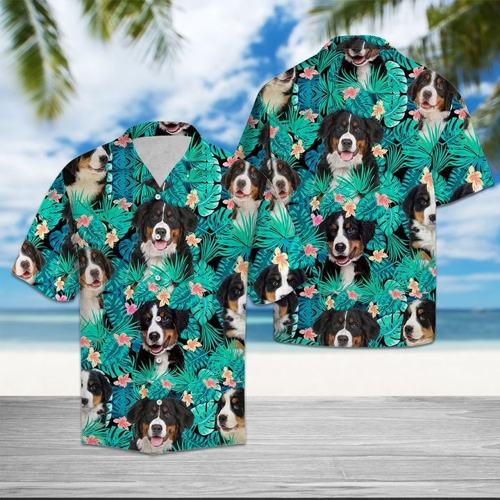 Bernese Mountain Dog Tropical Hawaiian Shirt Summer Button Up Bernese Mountain Dog Tropical Hawaiian Shirt Summer Button Up