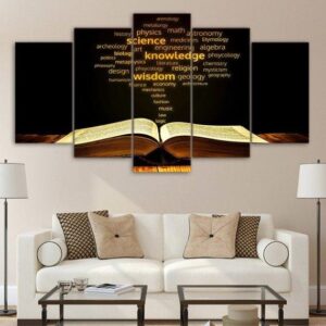 Bible Typography Christian - Religion 5 Panel Canvas Art Wall Decor