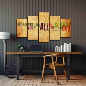 Bible Verse Christian Glory God - Abstract 5 Panel Canvas Art Wall Decor