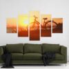 Bicycle On The Beach At Sunrise - Sport 5 Panel Canvas Art Wall Decor