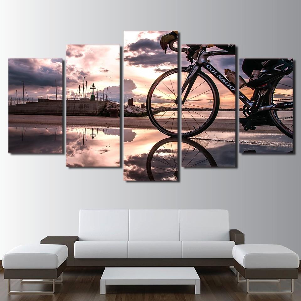 Bicycle Sunshine Cycling Modular - Sport 5 Panel Canvas Art Wall Decor Bicycle Sunshine Cycling Modular - Sport 5 Panel Canvas Art Wall Decor