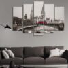 Big Ben House Of Parliament And Lambeth Bridge - Nature 5 Panel Canvas Art Wall Decor