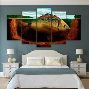Big Fish Island - Abstract Animal 5 Panel Canvas Art Wall Decor