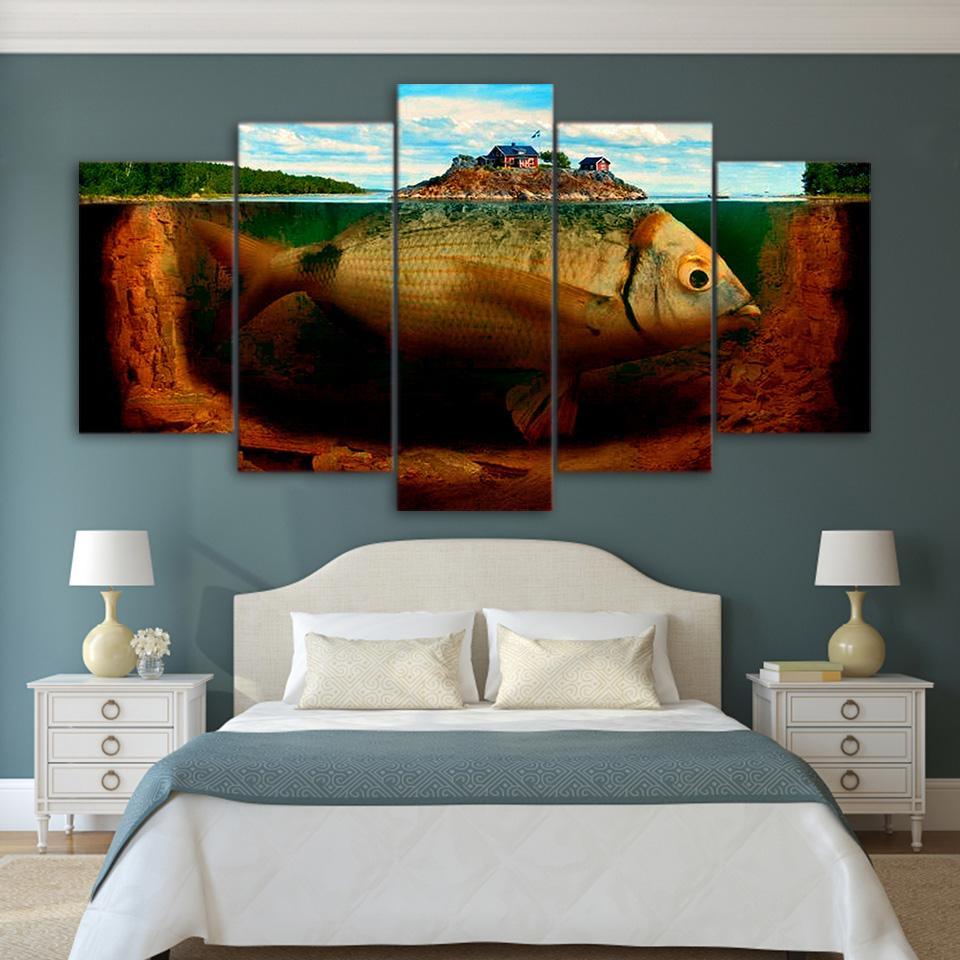 Big Fish Island - Abstract Animal 5 Panel Canvas Art Wall Decor Big Fish Island - Abstract Animal 5 Panel Canvas Art Wall Decor