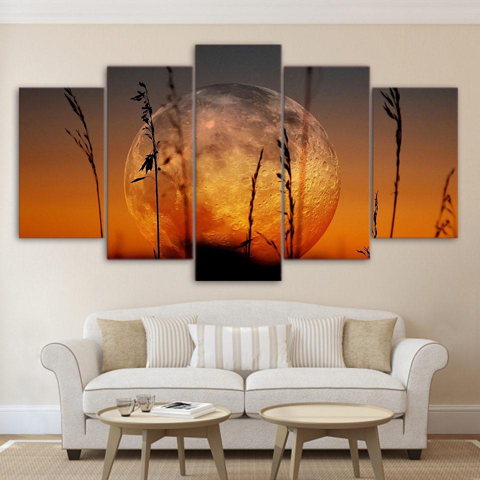 Big Moon - Nature 5 Panel Canvas Art Wall Decor Big Moon - Nature 5 Panel Canvas Art Wall Decor