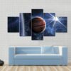 Big Planet Moon And Star - Space 5 Panel Canvas Art Wall Decor