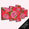 Big Red Peony - Abstract 5 Panel Canvas Art Wall Decor