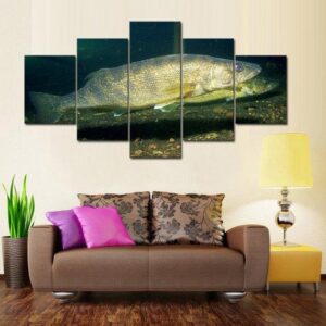 Big Walleye 01 - Fishing 5 Panel Canvas Art Wall Decor