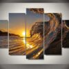 Big Wave Beach Large - Nature 5 Panel Canvas Art Wall Decor