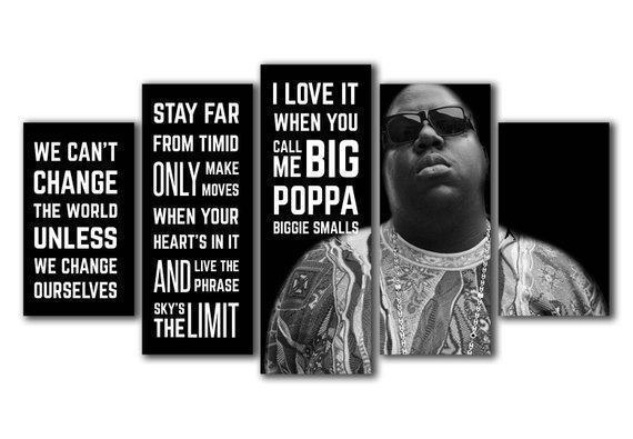Biggie Small Big Poppa Quotes Celebrity - 5 Panel Canvas Art Wall Decor Biggie Small Big Poppa Quotes Celebrity - 5 Panel Canvas Art Wall Decor