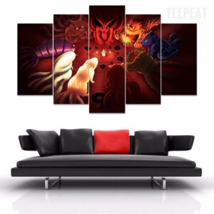 Bijuu Naruto - Anime 5 Panel Canvas Art Wall Decor