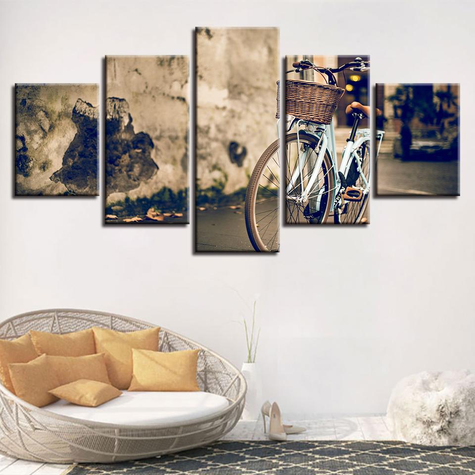 Bike Scenery - Nature 5 Panel Canvas Art Wall Decor Bike Scenery - Nature 5 Panel Canvas Art Wall Decor